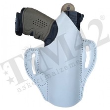 TİM42 Sar9 Deri Tam Kelebek Silah Kılıf Beyaz Orjinal