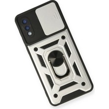 Sylar Samsung Galaxy A02 Kılıf Pars Lens Yüzüklü Silikon - Gümüş