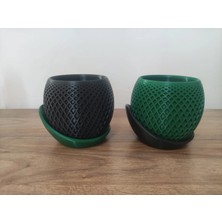 3D Tasarım Ikiz Dekoratif Vazolar 10 cm 2 Adet Yeşil ve Siyah