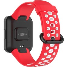 Sylar Redmi Watch 2 Spor Delikli Kordon - Kırmızı-Beyaz