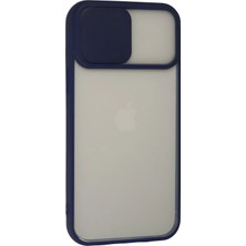 Sylar iPhone 13 Pro Max Kılıf Palm Buzlu Kamera Sürgülü Silikon - Lacivert