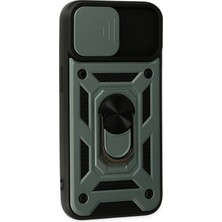 Sylar iPhone 14 Kılıf Pars Lens Yüzüklü Silikon - Yeşil