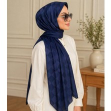 Revam Collection Dama Desen Ipeksi Jakar Şal Lacivert
