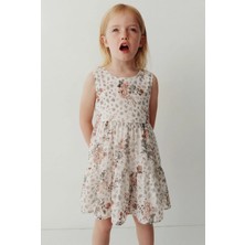 Magu Kız Çocuk Pamuklu Çiçek Desenli Kat Kat Elbise
