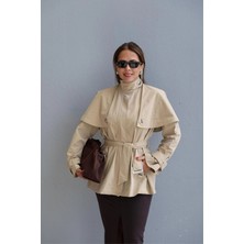 Purple By Banu Bej Pelerin Detay Kemerli Trenç