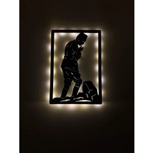 LED Level Ledli Işıklı Ahşap Atatürk Kocatepe Tablo, Atatürk Portre, Dekoratif Tablo Anahtarlı Adaptörlü