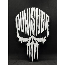 Goka 3D Craft Punisher Logosu Dekoratif Duvar Aksesuarı - Gamer Odası Tablo - 22 cm