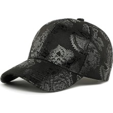 Valkyrie Kadın Siyah Parlak Desenli Baseball Şapka Ayarlanabilir Unisex Günlük Spor Kep