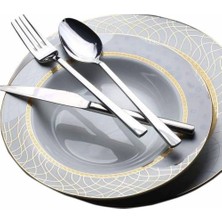 Abnturk Paslanmaz Çelik 42 Parça Çatal Kaşık Bıçak Takımı Lüks Sade Model