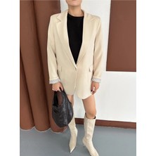 Vesantia Kadın Taş Çizgili Astar Detaylı Blazer Ceket