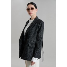 Vesantia Kadın Siyah Premium Desenli Likralı Blazer Ceket