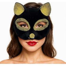 Sylar Siyah Renk Gold Simli Süet Kaplama Kedi Maskesi 18X14 cm