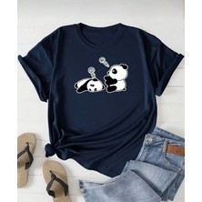 Punix Kids Özel Seri Uykucu Minik Pandalar Baskılı Yeni Trend Kız Çocuk Sevimli T-Shirt
