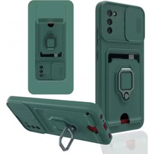 Uravas Store Galaxy A03S Kılıf Zuma Kartvizitli Yüzüklü Silikon - Yeşil