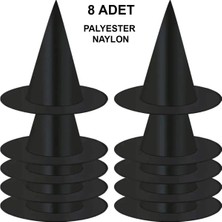 Sylar 8 Adet Siyah Cadı Şapkası – Yetişkin &amp; Çocuk Kostüm Aksesuarı