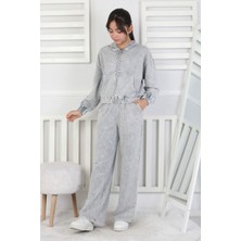 Miniğimin Cicileri 6-9 Yaş Fermuarlı Yıkamalı Kız Çocuk 2li Takım - Gri