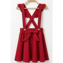 Zubi Baby & Kids Wear Kız Çocuk Fiyonklu Askılı Salopet Etek - Kırmızı (5-14 Yaş)