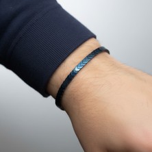 Valmont Accessories Hematit Taşlı Asansörlü Ayarlanabilir Mavi Erkek Bileklik Modern Minimal Tasarım