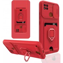 Uravas Store Redmi 9c Kılıf Zuma Kartvizitli Yüzüklü Silikon - Kırmızı