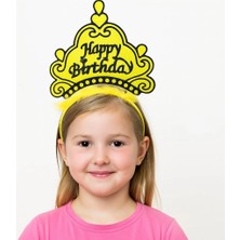 Sylar Sarı Happy Birthday Prenses Tacı – Doğum Günü Taç Aksesuarı