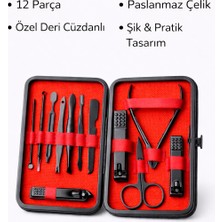 Aşkana Çantalı Profesyonel Manikür Pedikür Seti,12 Parça,el Ayak Tırnak Bakımı,tırnak Makası,cımbız,makas