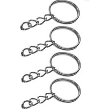 Orhan Çanta 20 Adet Zincirli Tel Anahtarlık Halkası Gümüş Renk