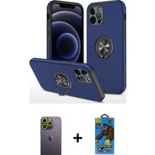 İlk El Grup Ieg™ iPhone 12 Pro Max Odak Form Prime - Siyah 18D Cam Ekran Koruyucu + Yeşil Neon Fosforlu Kamera Lens