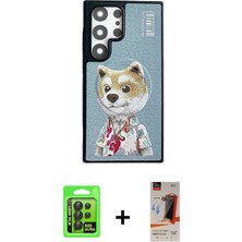 İlk El Grup Ieg™ Galaxy S23 Ultra Siluet Modern Özel Seri - Siyah Autokit 5in1 Fiber Hayalet Cam Ekran Koruyucu + Siyah Raze Metal Kamera Lens