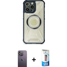 İlk El Grup Ieg™ iPhone 12 Pro Max Kutup Modern - Siyah 5d Eko Cam Ekran Koruyucu + Beyaz Neon Fosforlu Kamera Lens