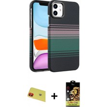 İlk El Grup Ieg™ iPhone 11 Doruk Serisi - Siyah Buffer Cam Ekran Koruyucu + Kırmızı Rainbow Kamera Lens Koruma Cam