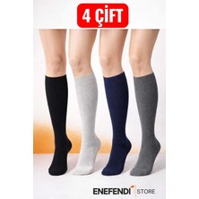 NF ND ENEFENDİ Kadın 4’lü Pamuklu Dizaltı Çorap Siyah Gri Lacivert Füme 36-40 Mevsimlik Pantolon Çorabı