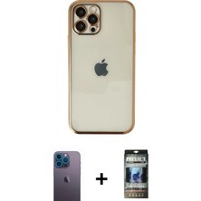 İlk El Grup Ieg™ iPhone 12 Pro Vadi Minimal - Siyah 34D Hayalet Izgaralı Cam + Mavi Neon Fosforlu Kamera Lens