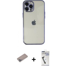İlk El Grup Ieg™ iPhone 12 Pro Vadi Minimal - Şeffaf Uv Polymer Nano Ekran Koruyucu + Sierra Blue Shine Kamera Lens Koruma Cam