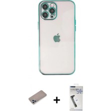 İlk El Grup Ieg™ iPhone 12 Pro Vadi Minimal - Şeffaf Uv Polymer Nano Ekran Koruyucu + Sierra Blue Shine Kamera Lens Koruma Cam