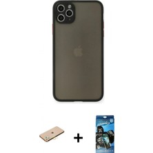 İlk El Grup Ieg™ iPhone 11 Pro Max Ahenk Çizgi Serisi - Siyah 34D Izgaralı Cam + Sarı Renkli Kamera Lens Koruma Cam
