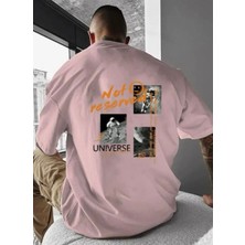 Amor Man Büyük Beden Özel Tasarım Unıverse Nasa Sırt Baskılı %100 Pamuk Oversize Battal Erkek T-Shirt