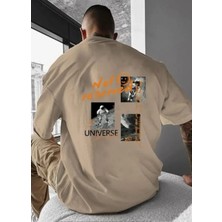 Amor Man Büyük Beden Özel Tasarım Unıverse Nasa Sırt Baskılı %100 Pamuk Oversize Battal Erkek T-Shirt