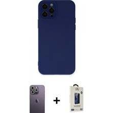 İlk El Grup Ieg™ iPhone 12 Pro Max Çekirdek Modern Serisi - Siyah Bilvis Hayalet Cam Ekran Koruyucu + Beyaz Neon Fosforlu Kamera Lens