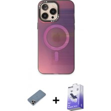 İlk El Grup Ieg™ iPhone 13 Pro Max Siluet Modern Koleksiyonu - Siyah Bilvis 5in1 5d Magic Hayalet Cam Ekran Koruyucu + Mor Metal Kamera Lens Koruma Cam