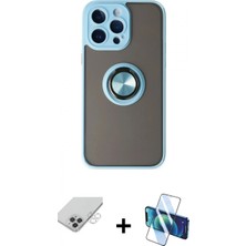 İlk El Grup Ieg™ iPhone 14 Pro Max Yörünge Çizgi - Siyah 3D Antistatik Cam Ekran Koruyucu + Gümüş Band Metal Kamera Lens