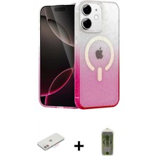 İlk El Grup Ieg™ iPhone 12 Eksen Minimal Özel Seri - Siyah Joko Magic 5d Hayalet Cam + Pembe Renkli Kamera Lens Koruma Cam