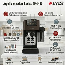 Arçelik Imperium Barista Yarı Otomatik Espresso Makinesi + Çikolata Aromalı Kapsül Kahve 10'lu 52 G  Hediye