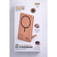 vooka Kablosuz Powerbank 5000MAH 15W Magsafe Uyumlu LCD Ekranlı Standlı Pd Hızlı Şarj