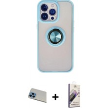 İlk El Grup Ieg™ iPhone 13 Pro Max Yörünge Çizgi - Siyah Bilvis 3D Mat Cam Ekran Koruyucu + Mavi Rainbow Kamera Lens Koruma Cam