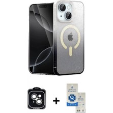 İlk El Grup Ieg™ iPhone 14 Eksen Minimal Özel Seri - Şeffaf Royal Nano Ekran Koruyucu + Yeşil Pvd Metal Kamera Lens