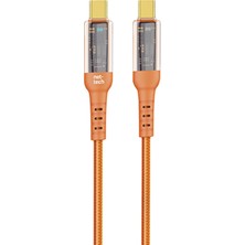 Boğazören Iki Ucu Type C Şarj Kablosu IPHONE16/17,PRO+MAX Uyumlu Renkli Şarj Kablosu Turuncu Renk Şarj Kablosu