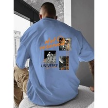 Amor Man Büyük Beden Özel Tasarım Unıverse Nasa Sırt Baskılı %100 Pamuk Oversize Battal Erkek T-Shirt