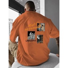 Amor Man Büyük Beden Özel Tasarım Unıverse Nasa Sırt Baskılı %100 Pamuk Oversize Battal Erkek T-Shirt