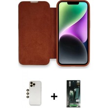 İlk El Grup Ieg™ iPhone 13 Pro Max Siluet Minimal Serisi - Şeffaf 360 Full Body Arka Koruyucu + Gold Shine Kamera Lens