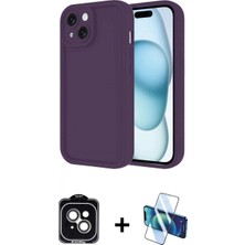 İlk El Grup Ieg™ iPhone 14 Yankı Yansıma Özel Seri - Siyah 3D Antistatik Cam Ekran Koruyucu + Yeşil Pvd Metal Kamera Lens